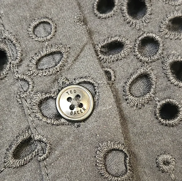 Ted Baker midi dress women's 4 black 100% cotton broderie relaxed fit new $395 - Picture 7 of 14